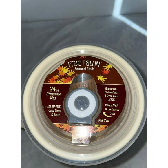 New Free Fallin Stoneware Fall Leaves Soup Mug - Picture 3 of 4